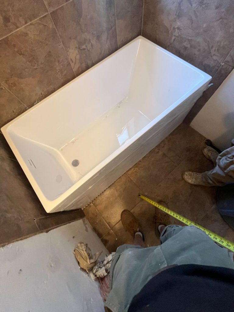 Demoed Shower And Instal Tub